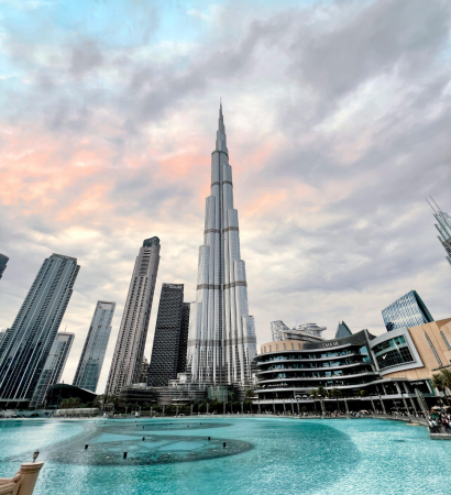 Blue and White Modern Dubai Tour and Travel Instagram Post